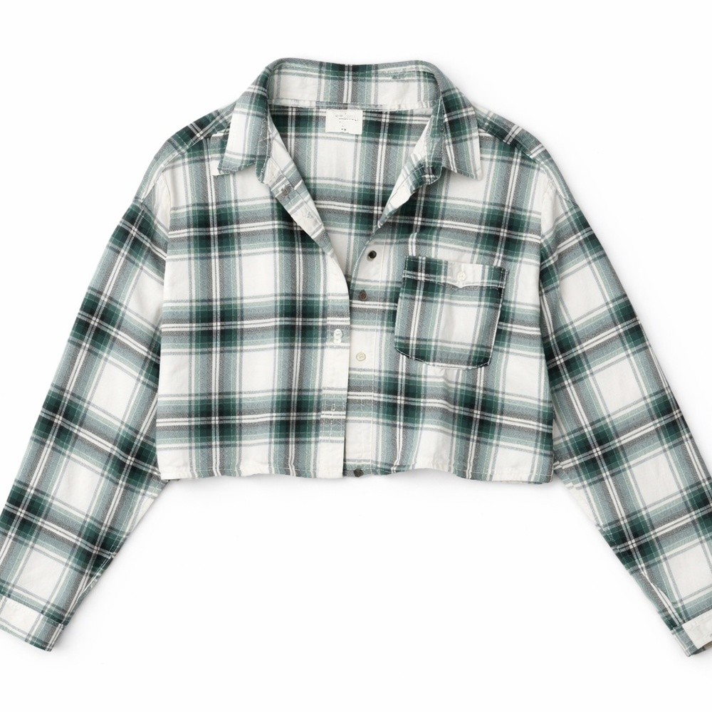 Abercrombie & Fitch Soft A&F Cropped Flannel Shirt – Size M